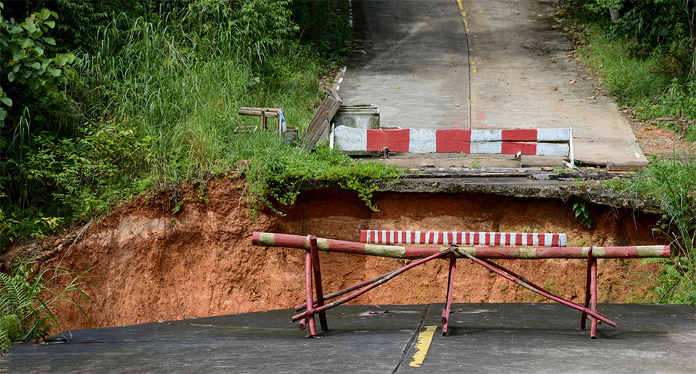 Washed-out bridge